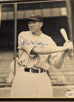 NY Yankees Hall Of Famer Bill Dickey Signed Baseball Photo Authentic (JSA) - Image 1 of 3