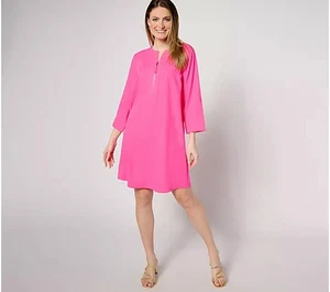 Belle by Kim Gravel Signature Zip Up Utility Dress-Pink-Petite Small-NEW-A643718 - Picture 1 of 2
