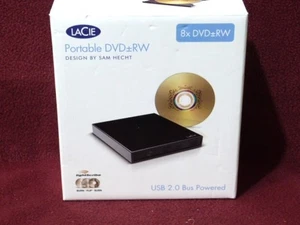 LACIE LIGHTSCRIBE PORTABLE 8X DVD+RW, USB 2.0, BURN-FLIP-BURN, INSTRUCTIONS, - Photo 1/9