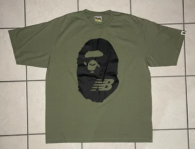 Camiseta BAPE x New Balance Cabeza de Mono Oliva | Un Mono de Baño - Talla Grande Foto 1 de 4