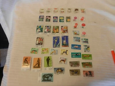 Lot of 45 East Germany Stamps 1974-1976 Mushrooms, Cacti, Coaches, Flowers, More - Image 1 of 4
