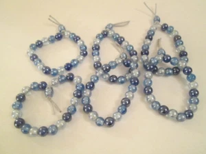 6 STRÄNGE BLAUE UND KLARE FARBIGE GLASPERLEN - CA. Je 7 ZOLL   - Bild 1 von 7