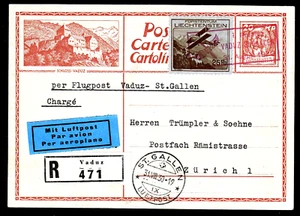 Liechtenstein P 7, 20 Rp.Ganzsachenkarte + 110,Luftpostkarte 31.8.30 - Bild 1 von 2