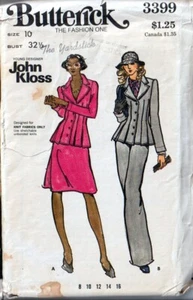 Pantaloni gonna top Butterick 3399 modello designer John Kloss manca taglia 10 vintage - Foto 1 di 2
