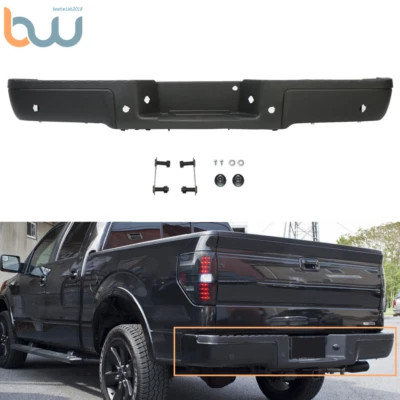 Rear Bumper Assembly Black Steel w/Park For Ford F150 Pickup 2009 2010 2011-2014 - Image 1 of 4