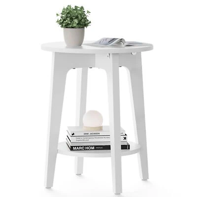 Side Table Small Round End Table With Lower Shelf Nightstand For Small Spaces Li - Image 1 of 4