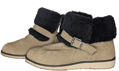 EMU Australia Oxely Fur Cuff Deluxe Botas de Lana Talla 9 Cilantro Negro Botín Foto 1 de 4