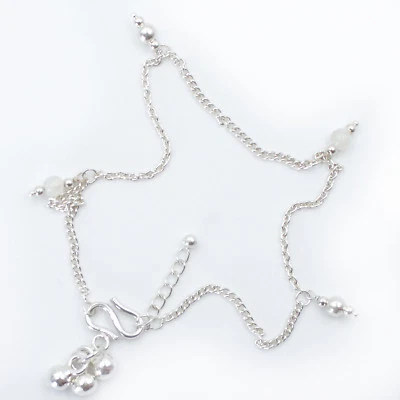 Luna Cavigliera Vero Argento 925 Delicato Accessorio per Piedi Catena 23- 25 CM - Immagine 1 di 4