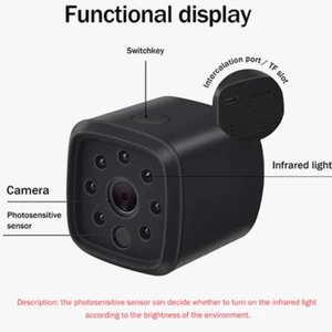 MINI DV WIFI NIGHT VISION 140° GRANDANGOLO TELECAMERA PORTATILE SPIA HD MINI CAM - Picture 1 of 2