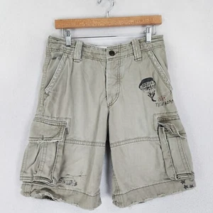 Abercrombie Fitch Shorts Boys 14 Tan Cargo Distressed New York Casual Outdoor - Picture 1 of 18