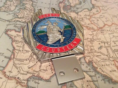 Chrome Enamel Behold St Christopher Car Badge Auto Emblem - Image 1 of 4