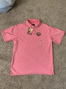 Neu mit Etikett American Outdoorsman lachsfarbenes kurzärmliges Perma-Flex Poloshirt für Herren Größe L - Bild 1 von 6