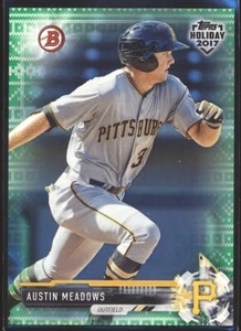 2017 Topps Holiday Bowman Austin Meadows 18/99 Green Ugly Sweater Pirates TH-AM - Foto 1 di 2