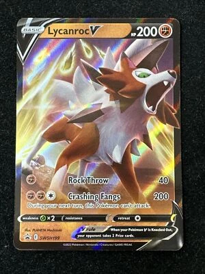 Lycanroc V SWSH199 Sword & Shield Black Star Promo Holo Pokemon Card NM - Image 1 of 2