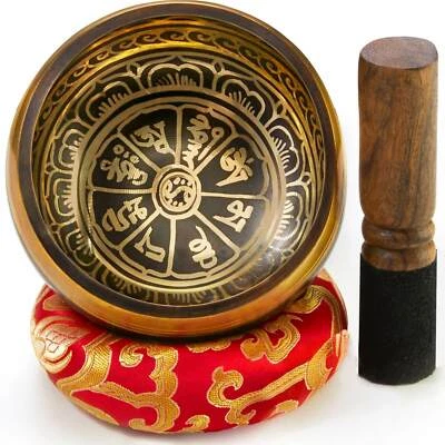 Tibetische Klangschale, schwarz, 11 cm, Original Tibetisches Klangschalen Set - Bild 1 von 4