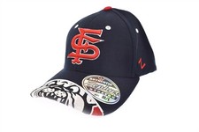 Zephyr Fresno State Stretch Baseball Hat M/L Stretch Navy Blue Bulldogs NEW 