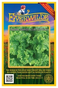 1000 Grand Rapids Leaf Lettuce Seeds - Everwilde Farms Mylar Seed Packet - Picture 1 of 3