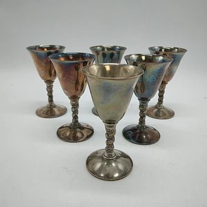 6 x Falstali Silver Plated Wine Glasses - Made in Spain 5" Tall - Picture 1 of 18