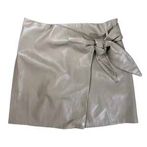 Jason Wu Tan Beige Faux Leather Wrap Belted Mini Short Skirt Size Medium - Picture 1 of 7