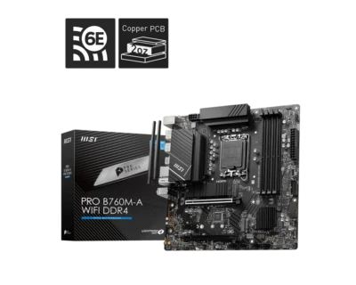 MSI PRO B760M-A WIFI DDR4 LGA1700 Intel B760 SATA 6Gb/s micro ATX Motherboard - Image 1 of 4
