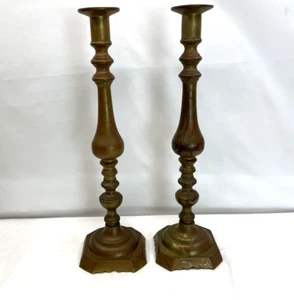 VINTAGE SET OF 2, VERY TALL 21 INCH  BRASS CANDLE STICK HOLDERS ! - Picture 1 of 16