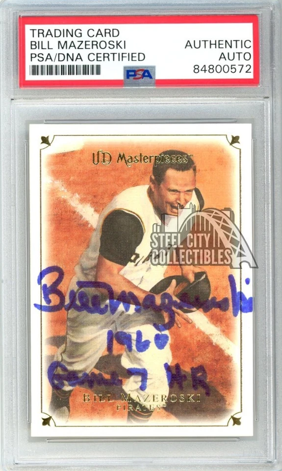 Bill Mazeroski 2007 Upper Deck Masterpieces Auto 1960 Gm 7 HR Card #4 PSA/DNA - Image 1 of 1
