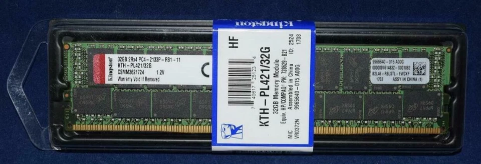 32GB KINGSTON KTH-PL421/32G ECC SERVER RAM MEMORY DDR4 2133 728629-B21 HP COMPAQ - Image 1 of 1