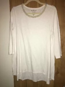 Chicos Womens White Top w Gold Metallic Size 0 New - Picture 1 of 2