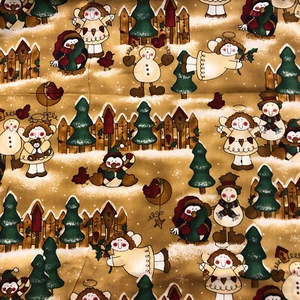 "Tela vintage Country Christmas Angels pingüino muñeco de nieve BTY 36""x42""" - Imagen 1 de 7