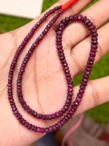 Natural Burmese Ruby Faceted Rondelle Gemstone Beads Jewelry, 3-5.5mm, 16 Inches - Picture 1 of 4