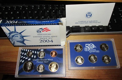 2004 S United States Mint Coin Sets - State Quarters and Proof Set - Box and COA - Image 1 of 3