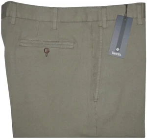$295 NEW SZ 34 ZANELLA PANTS ITALY SAGE CRINKLE WASH RIBD KHAKI CORDUROY HYBRID - Picture 1 of 2