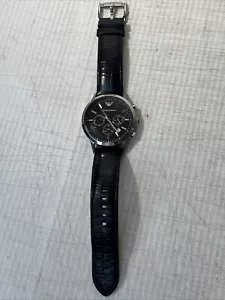Emporio Armani Men's Black Watch With Genuine Embossed Leather Strap Not Working - Picture 1 of 12
