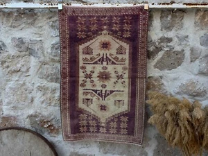 Hand-Knotted Turkish Pale Purple Wool Carpet 3x4 Vintage Traditional Rug - Picture 1 of 10