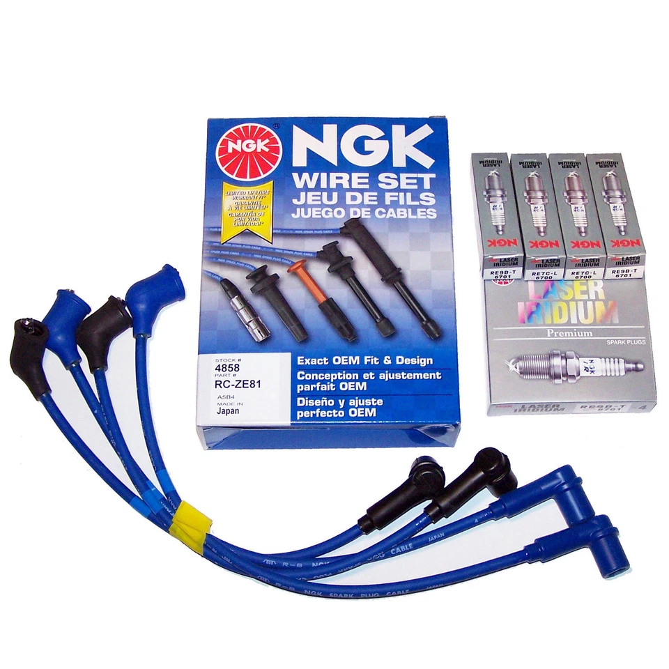 CANDELE ORIGINALI NGK MAZDA RX8 x 4 & NGK FILI CAVO ACCENSIONE SILICONE - Immagine 1 di 1