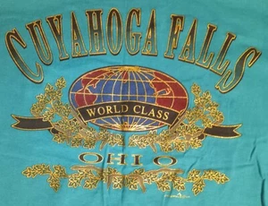 VINTAGE 90s  Cuyahoga Falls Ohio World Class T-SHIRT Single-Stitch Size L (MINT) - Picture 1 of 9