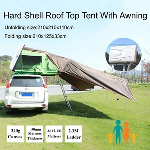 Hard White Shell Aerodynamic Roof Top Tent Camping Rooftop Awning 2.1x2.1M - Picture 1 of 12