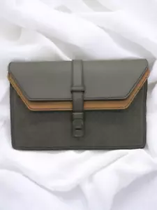 Auth Bottega Veneta Intrecciato Clutch Bag Second Bag Brown Gray Leather Italy - Picture 1 of 9