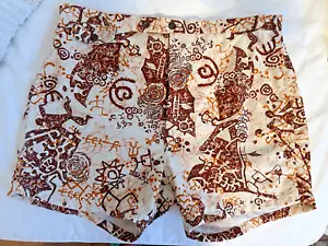 Men's Vintage Duke Kahanamoku Bathing Suit Swim Trunks 38 Hawaii Primitive Print - Picture 1 of 8