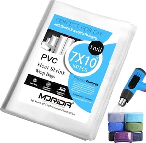 MORIDA 100pcs 7X10 inch POF Heat Shrink Wrap Bags 100 Gauge, Softer, Clear F... - Picture 1 of 7