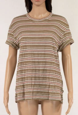 $1995 BRUNELLO CUCINELLI COTTOMN/SILK BLEND  SHORT SLEEVES TOP ROLLED CUFF - Image 1 of 4