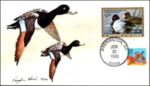 Scott RW56 $12.50 Lesser Scaup - Vaughn Hord handbemalte Ente FDC - 99/100 - Bild 1 von 2