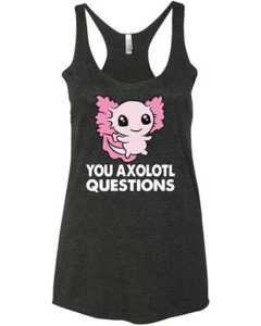 You Axolotl Questions, Tiny Axolotl Gift Racer Tank Top - Picture 1 of 5