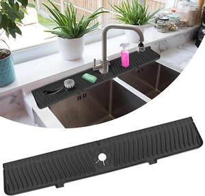 Kitchen Sink Splash Guard, 30" Sink Splash Guard, Faucet Mat, Longer Silicone Fa - Picture 1 of 12