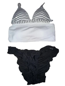 3-teiliges Bikini-Paket Junior Größe Small - 2 Oberteile - 1 Unterteil - schwarz/weiß - Bild 1 von 10