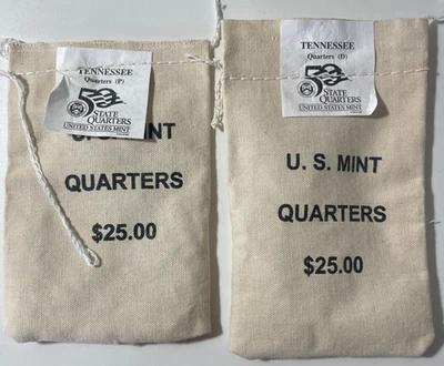 2002-P and D Tennessee Statehood Quarters SEALED $25 U.S. Mint Bags-(bin7169S) - Image 1 of 2