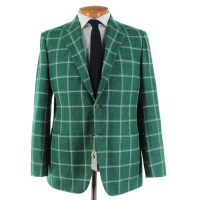 Abrigo deportivo Sartorio Kiton nuevo con etiquetas mezcla de lana talla 52R (42R EE. UU.) a cuadros verdes Foto 1 de 4