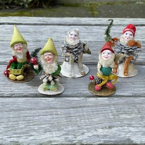 Posten Vintage Neuheit Zwerg Tannenzapfen Elfe Chenille Arm Weihnachtsschmuck Japan 5 - Bild 1 von 17