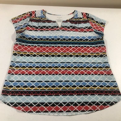 Camisa geométrica multicolor Van Heusen para mujer grande resort bohemia informal Foto 1 de 4