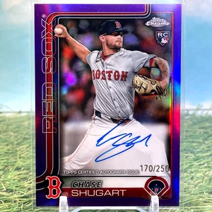 2025 Topps Chrome Purple /250 Rookie Auto Chase Shugart rifrattore RC #RA Red Sox - Foto 1 di 2